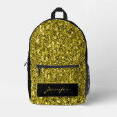 Donkere goud glinstert glitters zwart Aangepaste n Bedrukte Rugzak (Voorkant)