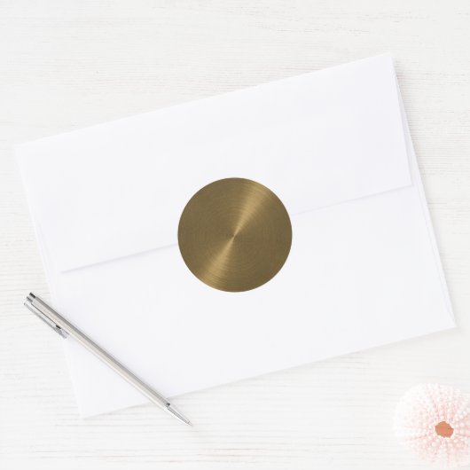 Donkere gouden envelop ronde sticker (Envelop)
