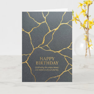 Donkere Gouden Kintsugi Scheuren Gelukkige Verjaar Kaart