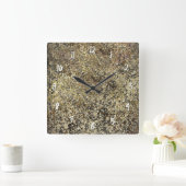 Donkere gouden kraag moderne grafische glans vierkante klok (Huis)