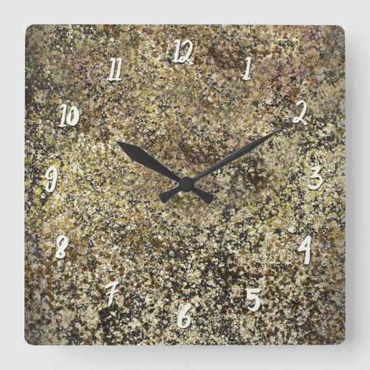 Donkere gouden kraag moderne grafische glans vierkante klok (Voorkant)