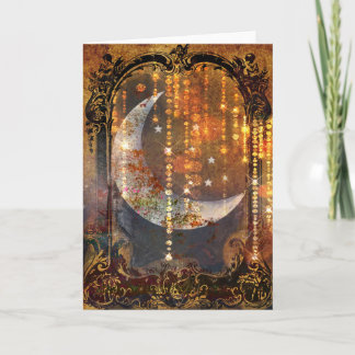 Donkere gouden Mystic Crescent Moon Crystals Kaart