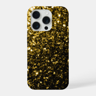 Donkere gouden nepschittertjes glinsteren iPhone 15 pro case