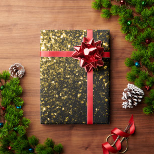 Donkere goudgele nepschittering glinstertjes cadeaupapier