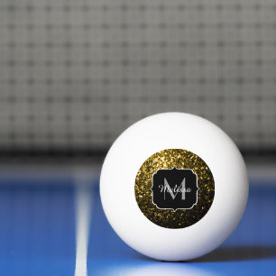 Donkere goudgele nepschittert vonken Monogram Pingpongbal