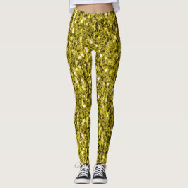 Donkere goudgele nepschittertjes glinsteren leggings