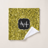 Donkere goudgele nepschittertjes Monogram Bad Handdoek (Wasdoekje)