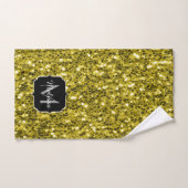 Donkere goudgele nepschittertjes Monogram Bad Handdoek (Handdoek)