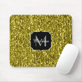 Donkere goudgele nepschittertjes Monogram Muismat