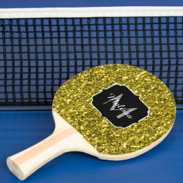 Donkere goudgele nepschittertjes Monogram Tafeltennisbatje