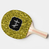Donkere goudgele nepschittertjes Monogram Tafeltennisbatje (Zijkant)