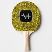 Donkere goudgele nepschittertjes Monogram Tafeltennisbatje (Voorkant)