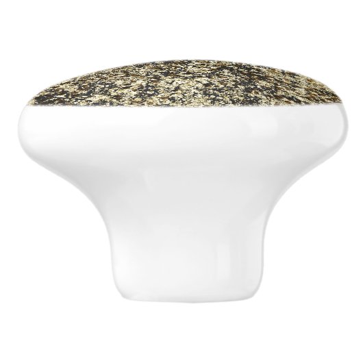 Donkere goudglitter Crackle Moderne Chic Glam Spar Keramische Knop (Zijkant)
