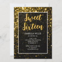 Donkere goudglitter sparkles Sweet 16 elegant scri