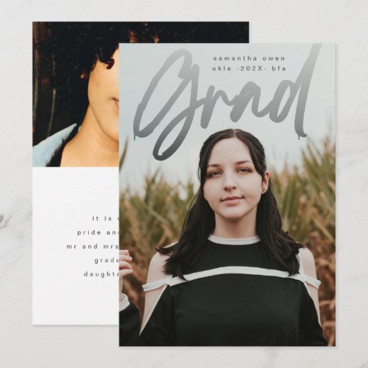 Donkere graad Vervagen Bekleding Moderne Foto Univ Aankondiging (Voorkant / Achterkant)