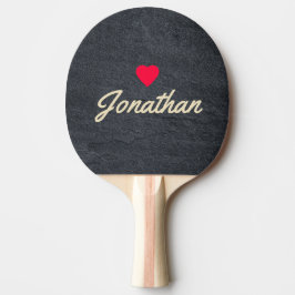 Donkere graniet stenen vintage hart signatuur tafeltennisbatje