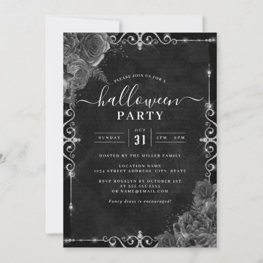 Donkere Griezelfloraal Roos Halloweenfeest  Kaart (Voorkant)
