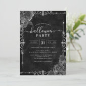 Donkere Griezelfloraal Roos Halloweenfeest Kaart (Staand voorkant)