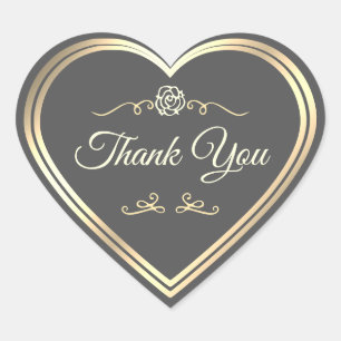 Donkere grijs gouden frame vintage roos schattig d hart sticker