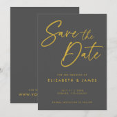 Donkere grijze bruiloft bespaart de uitnodiging op (Voorkant / Achterkant)