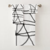 Donkere grijze en witte Abstracte keukenset Bad Handdoek (Insitu)