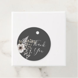 Donkere grijze en witte Floral bruiloft Bedankjes Labels