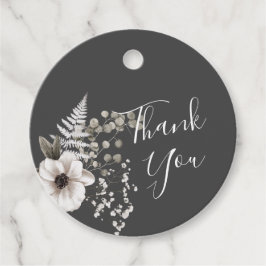 Donkere grijze en witte Floral bruiloft Bedankjes Labels