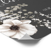 Donkere grijze en witte Floral bruiloft Couple Poster (Hoek)
