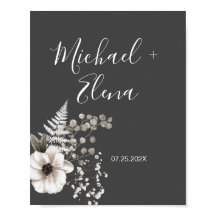 Donkere grijze en witte Floral bruiloft Couple