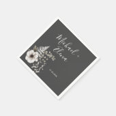 Donkere grijze en witte Floral bruiloft paper Servet (Hoek)