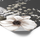 Donkere grijze en witte Floral bruiloft Poster (Hoek)