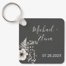 Donkere grijze en witte Floral bruiloft