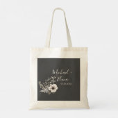 Donkere grijze en witte Floral bruiloft Tote Bag (Achterkant)