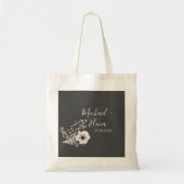 Donkere grijze en witte Floral bruiloft Tote Bag (Voorkant)