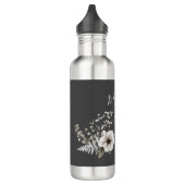Donkere grijze en witte Floral bruiloft Waterfles (Links)