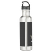 Donkere grijze en witte Floral bruiloft Waterfles (Achterkant)