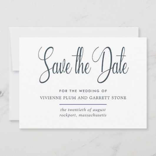 Donkere grijze en witte kalligrafie Sla de datum o Save The Date (Voorkant)
