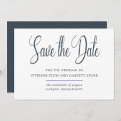 Donkere grijze en witte kalligrafie Sla de datum o Save The Date (Voorkant / Achterkant)