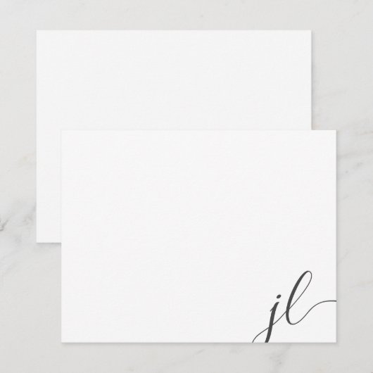 Donkere grijze kalligrafie script twee Initialen Notitiekaartje (Voorkant / Achterkant)