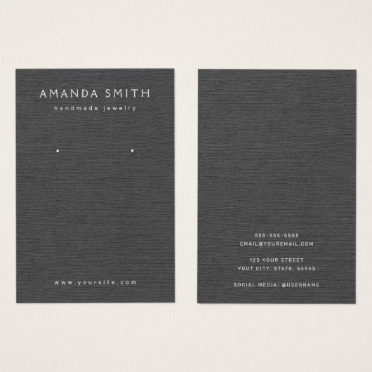 Donkere grijze linnen die er uitzien als een oorsc visitekaartje (Voorkant /achterkant)