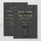 Donkere grijze Mason Jar Firefly Wedding Invitatio Kaart (Voorkant / Achterkant)