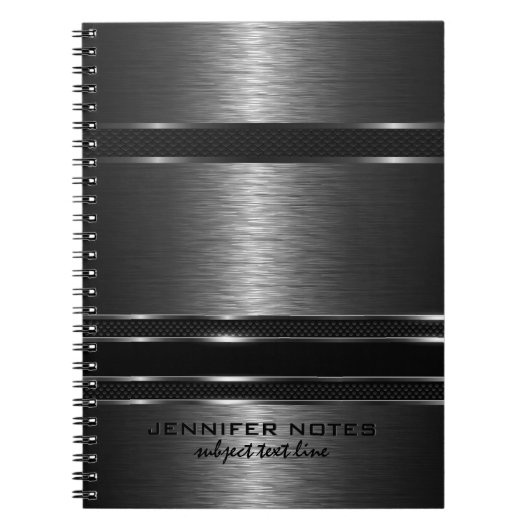 Donkere grijze metalen, geborsteld aluminium uiter notitieboek (Voorkant)