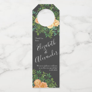Donkere grijze pperbruiloft Modern Floral Flessenhanger