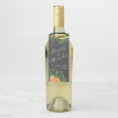 Donkere grijze pperbruiloft Modern Floral Flessenhanger (Op fles)