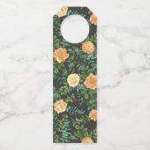 Donkere grijze pperbruiloft Modern Floral Flessenhanger (Achterkant)