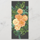 Donkere grijze pperbruiloft Modern Floral Menu (Achterkant)