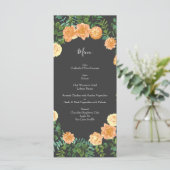 Donkere grijze pperbruiloft Modern Floral Menu (Staand voorkant)