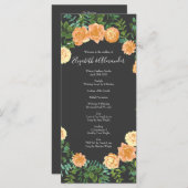 Donkere grijze pperbruiloft Modern Floral Menu (Voorkant / Achterkant)