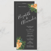 Donkere grijze pperbruiloft Modern Floral Menu (Voorkant / Achterkant)
