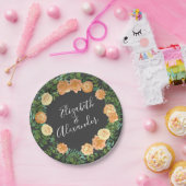 Donkere grijze pperbruiloft Modern Floral Papieren Bordje (Feest)